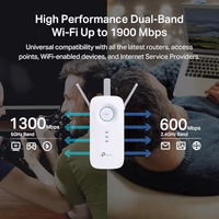TP-Link AC1900 WiFi Range Extender RE550 | Dual-Band Wireless Repeater Amplifier w/Gigabit Ethernet Port | Up to 2200 Sq. Ft., 32 Devices | Internet Signal Booster | APP Setup | EasyMesh Compatible thumbnail 2