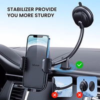 Qifutan Cell Phone Holder for Car Phone Mount Long Arm Dashboard Windshield Car Phone Holder Anti-Shake Stabilizer Phone Car Holder Compatible with All Phone Android Smartphone, Black thumbnail 2