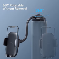 Qifutan Cell Phone Holder for Car Phone Mount Long Arm Dashboard Windshield Car Phone Holder Anti-Shake Stabilizer Phone Car Holder Compatible with All Phone Android Smartphone, Black thumbnail 5