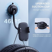 Qifutan Cell Phone Holder for Car Phone Mount Long Arm Dashboard Windshield Car Phone Holder Anti-Shake Stabilizer Phone Car Holder Compatible with All Phone Android Smartphone, Black thumbnail 3