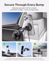 Belkin Wireless Car Charger, Magnetic Wireless Phone Mount for EV w/ 1M USB C Cable, Qi2 MagSafe Compatible Fast Charging for iPhone 17, Galaxy S25, Pixel 10, & More - Travel Accessories - Black thumbnail 3