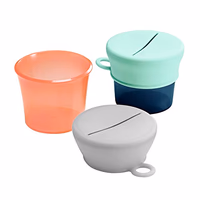 Boon Snug Toddler Snack Containers with Lids - Includes 2 Lids and 2 Baby and Toddler Spill Proof Cups for Snacks - Toddler Snack Cups for Home and Travel Essentials - Pink and Blue thumbnail 2