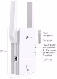 TP-Link RE765X AX3000 WiFi 6 Range Extender w/Smart Plug Integrated Passthrough | Dual-Band Wireless Repeater w/Ethernet Port | Up to 2400 Sq. Ft., 64 Devices | EasyMesh Compatible | App Setup thumbnail 2