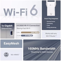 TP-Link RE765X AX3000 WiFi 6 Range Extender w/Smart Plug Integrated Passthrough | Dual-Band Wireless Repeater w/Ethernet Port | Up to 2400 Sq. Ft., 64 Devices | EasyMesh Compatible | App Setup thumbnail 3